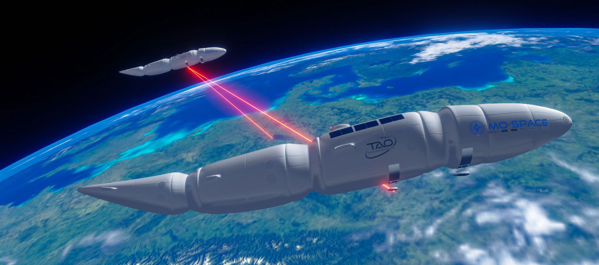 The MOBIXHAP airship in the stratosphere. Communication via laser visually displayed